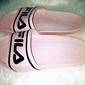 Fila pink and black slides NWT